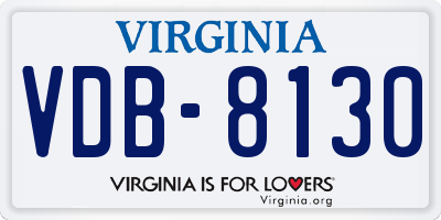 VA license plate VDB8130