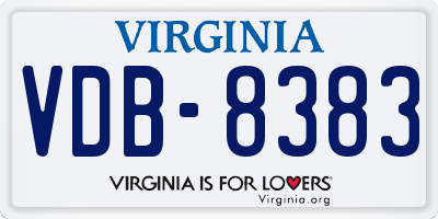 VA license plate VDB8383