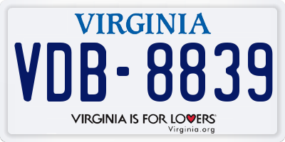 VA license plate VDB8839