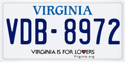 VA license plate VDB8972
