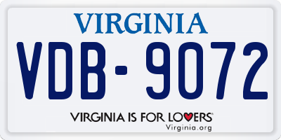 VA license plate VDB9072