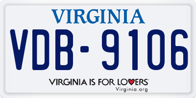 VA license plate VDB9106