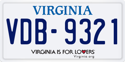 VA license plate VDB9321