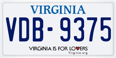 VA license plate VDB9375