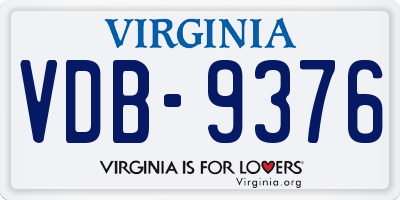 VA license plate VDB9376