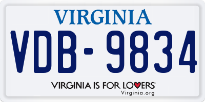 VA license plate VDB9834