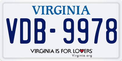 VA license plate VDB9978