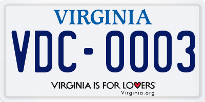 VA license plate VDC0003