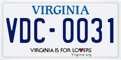 VA license plate VDC0031