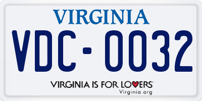 VA license plate VDC0032