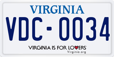 VA license plate VDC0034