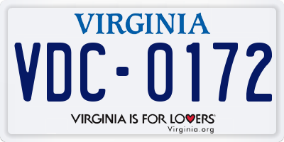 VA license plate VDC0172