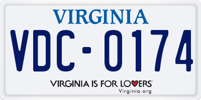 VA license plate VDC0174