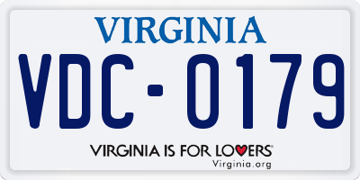 VA license plate VDC0179