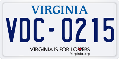 VA license plate VDC0215