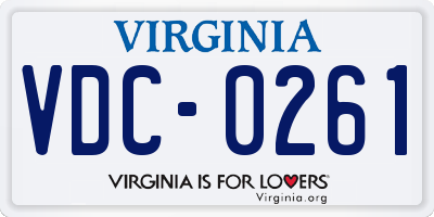VA license plate VDC0261