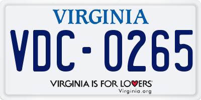 VA license plate VDC0265