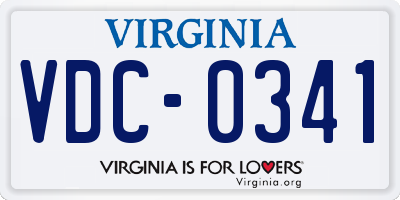 VA license plate VDC0341