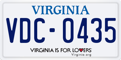 VA license plate VDC0435