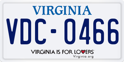 VA license plate VDC0466