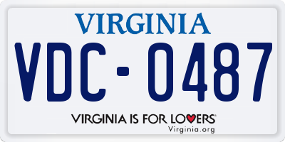 VA license plate VDC0487