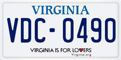 VA license plate VDC0490