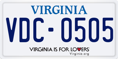 VA license plate VDC0505