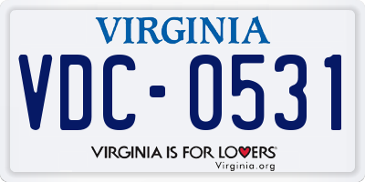 VA license plate VDC0531