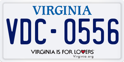 VA license plate VDC0556