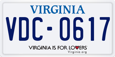 VA license plate VDC0617