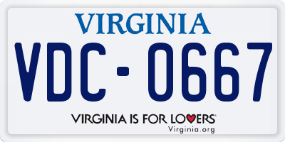 VA license plate VDC0667
