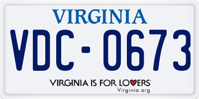 VA license plate VDC0673