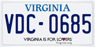 VA license plate VDC0685