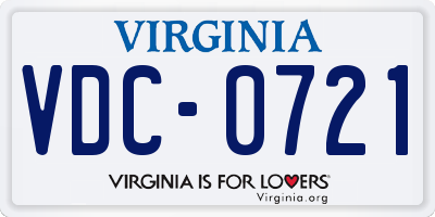 VA license plate VDC0721