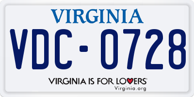 VA license plate VDC0728