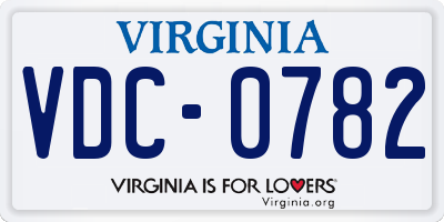 VA license plate VDC0782
