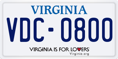 VA license plate VDC0800