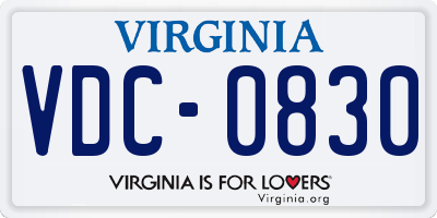 VA license plate VDC0830