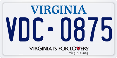VA license plate VDC0875