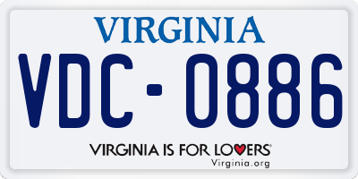 VA license plate VDC0886