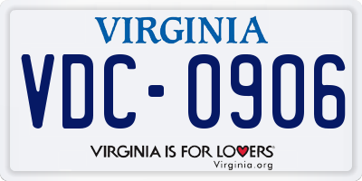 VA license plate VDC0906
