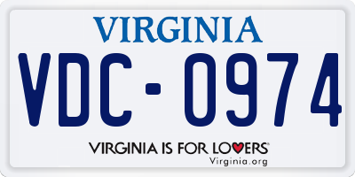 VA license plate VDC0974
