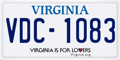VA license plate VDC1083