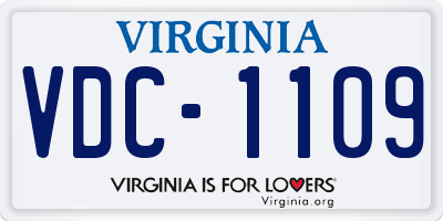 VA license plate VDC1109