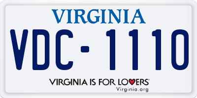 VA license plate VDC1110