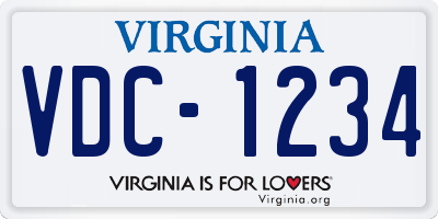 VA license plate VDC1234