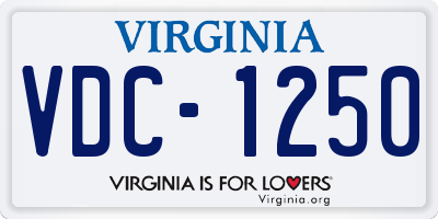 VA license plate VDC1250