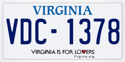 VA license plate VDC1378