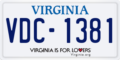 VA license plate VDC1381