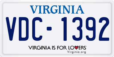 VA license plate VDC1392